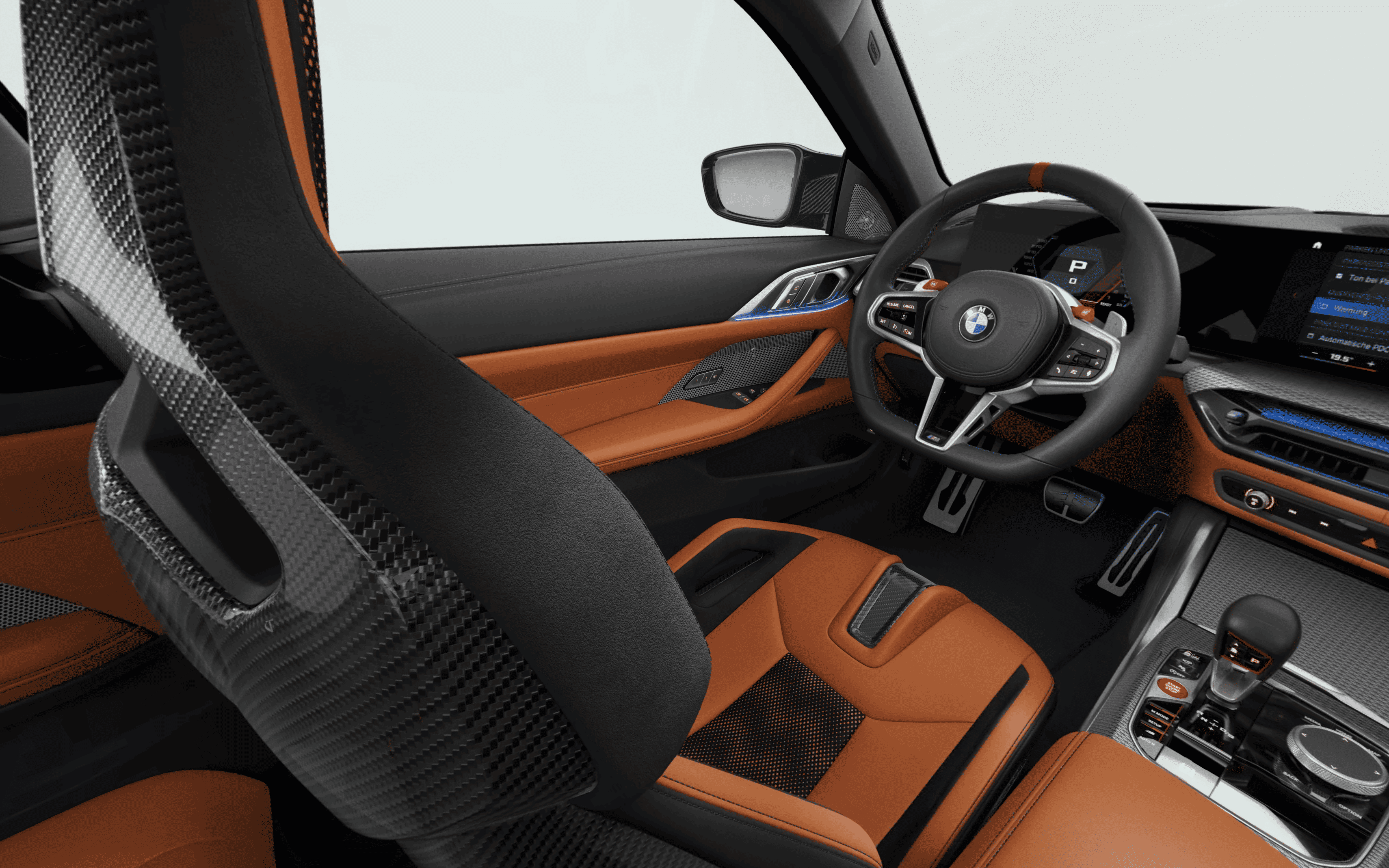 Car interior dashboard and steering wheel